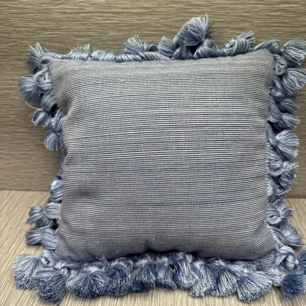 Embroidered‎ Decorative Throw Pillow Whimsical Hot Air Balloon Tassel Fringe